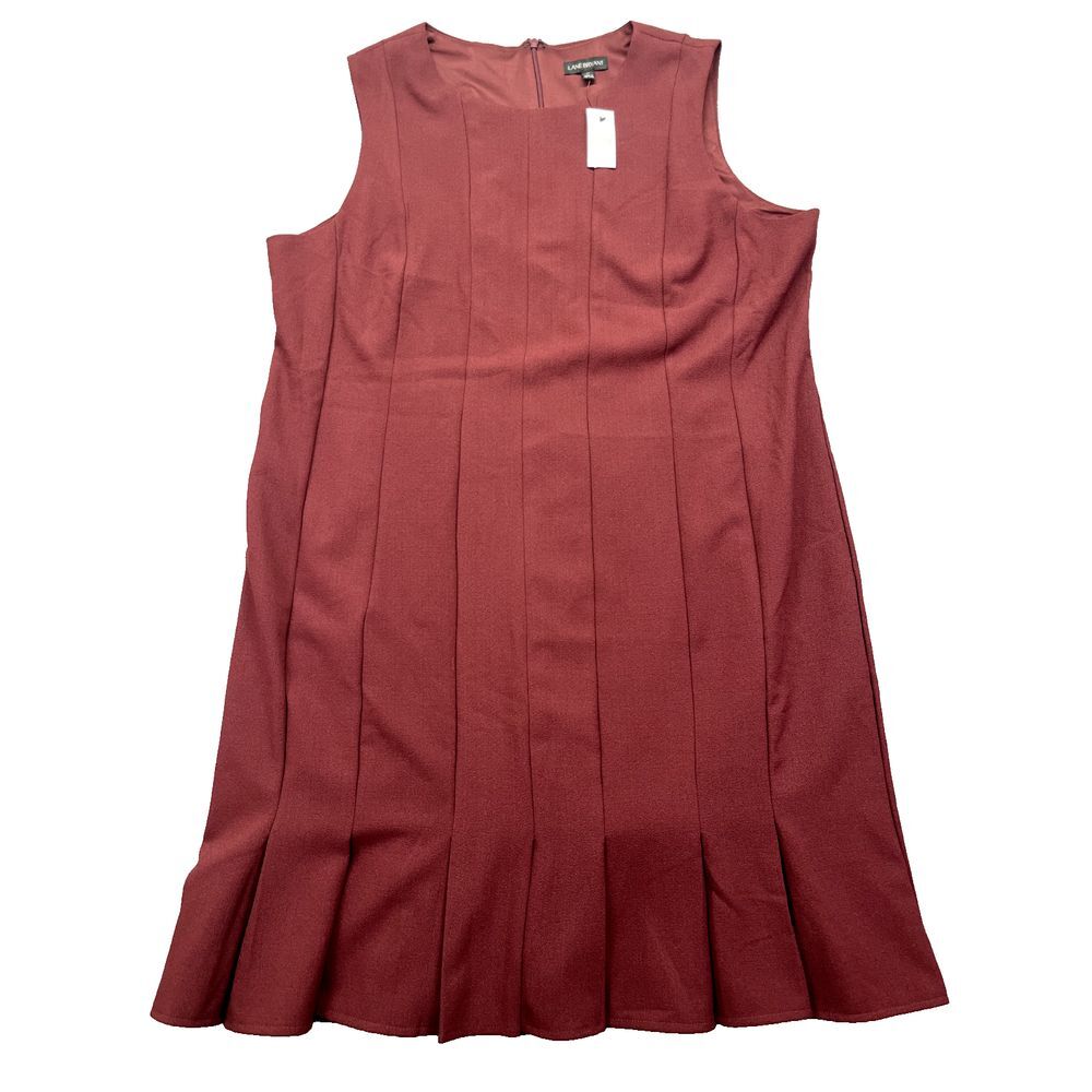 NWT Lane Bryant Dress Size 16 Burgundy Sleeveless‎ Pleated Hem Cottagecore